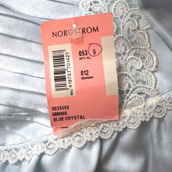 Oscar de la Renta ~ Pink Label ~ Blue Crystal Satin Lace Nightgown Size 2X